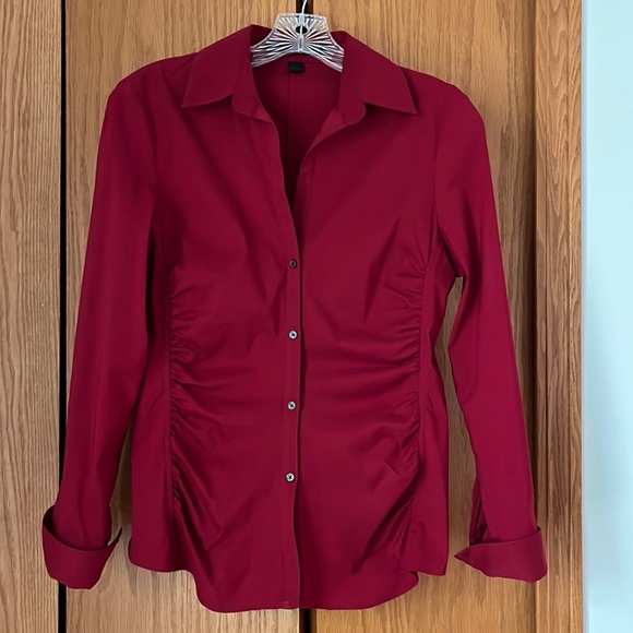 Express Red Side Rouched Blouse Size Small - Picture 1 of 8
